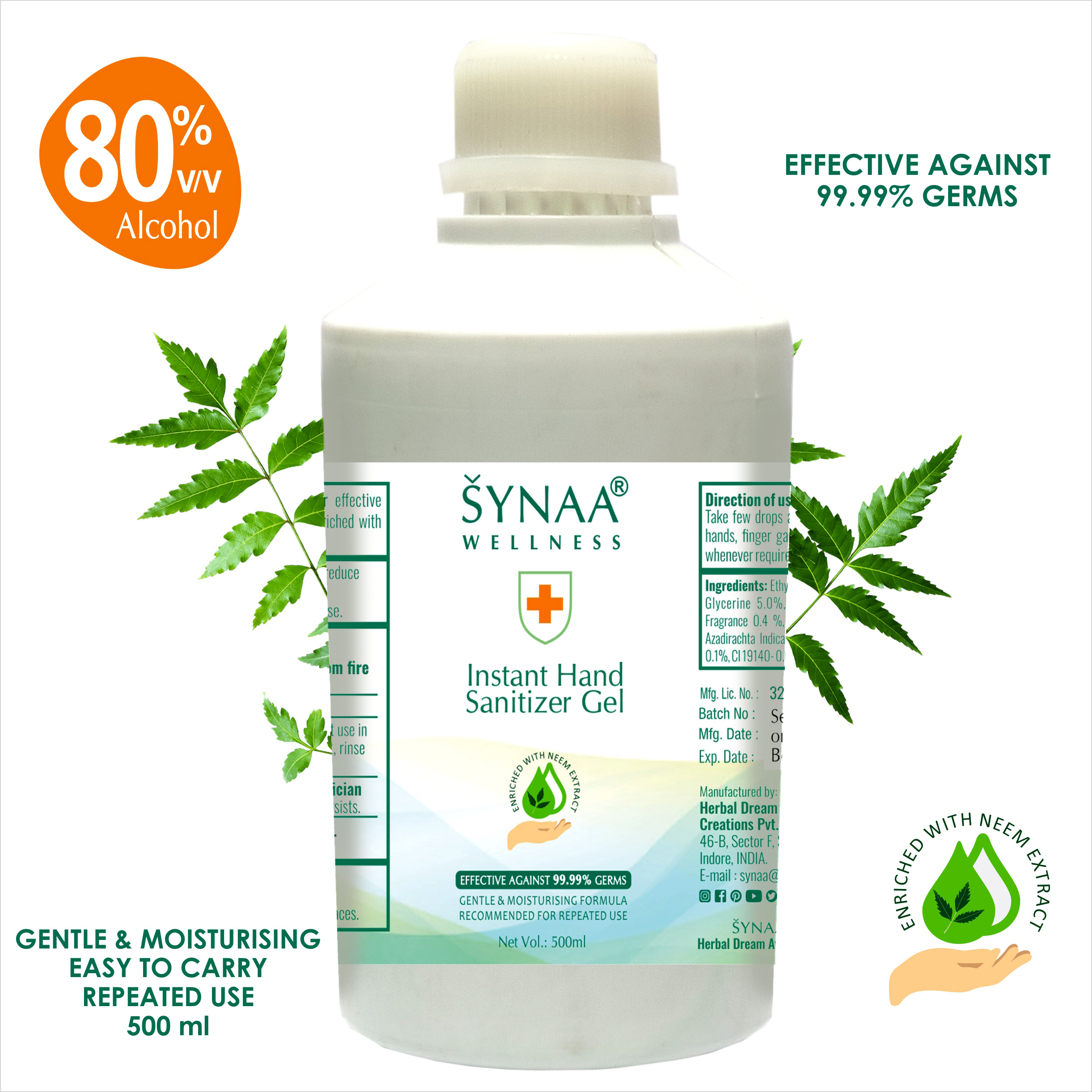 Synaa Wellness Instant Hand Sanitizer 500ml